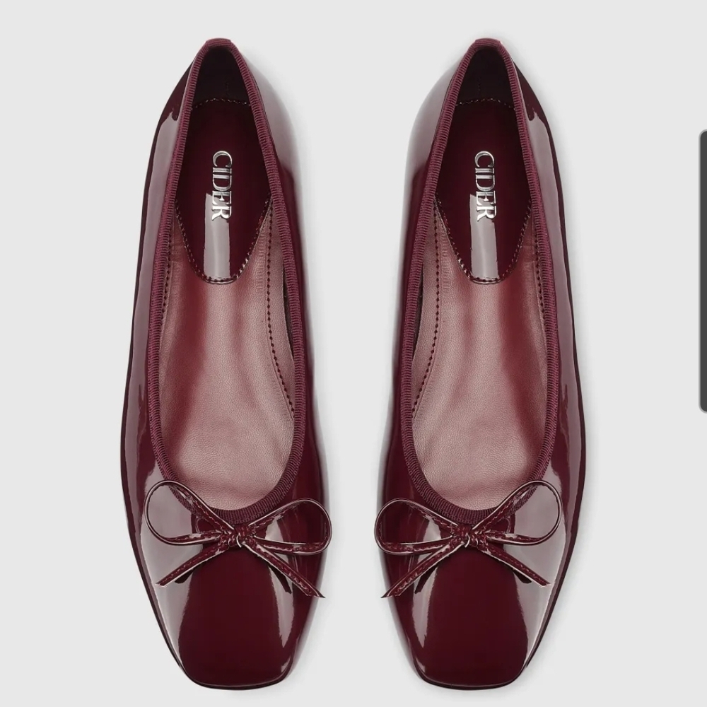 Cider Glossy Maroon Flats with Bow